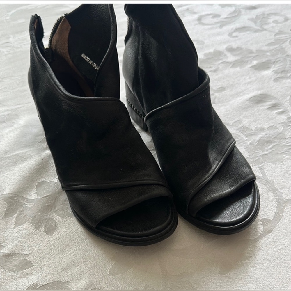 Black peep toe ankle shoes size 38